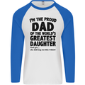 Dad of the Greatest Daughter Fathers Day Mens L/S Baseball T-Shirt White/Royal Blue
