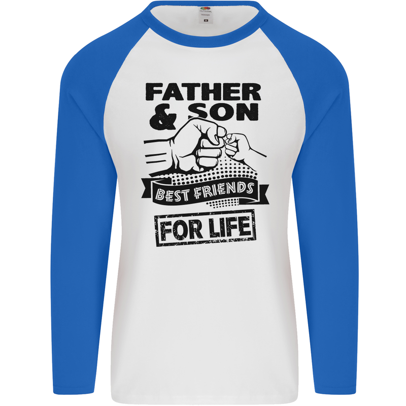 Father & Son Best Friends for Life Mens L/S Baseball T-Shirt White/Royal Blue