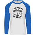 50th Wedding Anniversary 50 Year Funny Wife Mens L/S Baseball T-Shirt White/Royal Blue