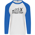 Evolution of a Cricketer Cricket Funny Mens L/S Baseball T-Shirt White/Royal Blue