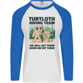 Turtloth Hiking Team Hiking Turtle Sloth Mens L/S Baseball T-Shirt White/Royal Blue