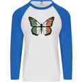 Irish Butterfly Ireland Ire Mens L/S Baseball T-Shirt White/Royal Blue