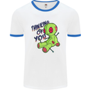 Voodoo Doll Thinking of You Halloween Black Magic Mens Ringer T-Shirt White/Royal Blue