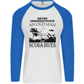 An Old Man That Scuba Dives Diver Dive Mens L/S Baseball T-Shirt White/Royal Blue