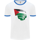 Curled Palestine Flag Palestinian Day Football Mens Ringer T-Shirt White/Royal Blue