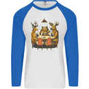 Animals Funny Wildlife Poker Game Cards Mens L/S Baseball T-Shirt White/Royal Blue