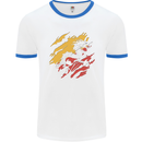 Torn Bhutan Flag Bhutanese Day Football Mens Ringer T-Shirt White/Royal Blue