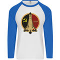 Distressed CCCP Shuttle Mens L/S Baseball T-Shirt White/Royal Blue