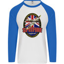 Supermarine Spitfire Flying Legend Mens L/S Baseball T-Shirt White/Royal Blue