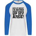 Give up Darts? Player Funny Mens L/S Baseball T-Shirt White/Royal Blue