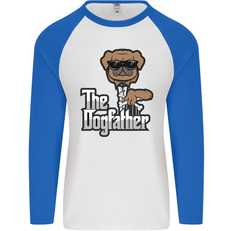 The Dog Father Funny Fathers Day Dad Daddy Mens L/S Baseball T-Shirt White/Royal Blue