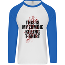 This Is My Zombie Killing Halloween Horror Mens L/S Baseball T-Shirt White/Royal Blue
