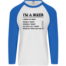 Motorcycle I'm a Biker When My Wife Funny Mens L/S Baseball T-Shirt White/Royal Blue