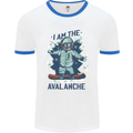 I Am the Avalanche Funny Snowboarding Mens Ringer T-Shirt White/Royal Blue