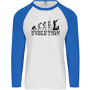 Evolution of a Hunter Funny Hunting Hunt Mens L/S Baseball T-Shirt White/Royal Blue