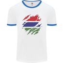 Torn Gambia Flag Gambian Day Football Mens Ringer T-Shirt White/Royal Blue