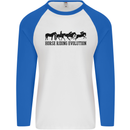 Equestrian Horse Riding Evolution Mens L/S Baseball T-Shirt White/Royal Blue