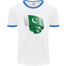 Curled Pakistan Flag Pakistani Day Football Mens Ringer T-Shirt White/Royal Blue