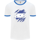 Torn Honduras Flag Honduran Day Football Mens Ringer T-Shirt White/Royal Blue