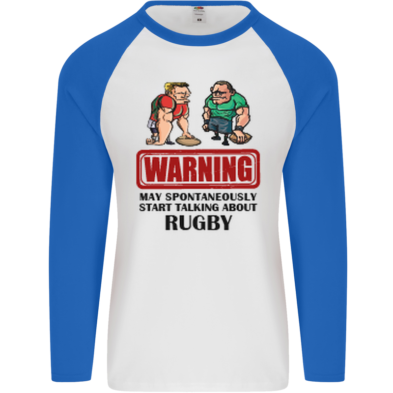 Rugby May Start Talking About Funny Beer Mens L/S Baseball T-Shirt White/Royal Blue
