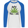 Weed My HealTHCare Cannabis Funny THC Mens L/S Baseball T-Shirt White/Royal Blue