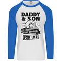 Daddy & Son Best Friends Father's Day Mens L/S Baseball T-Shirt White/Royal Blue