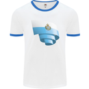 Curled San Marino Flag Sammarinese Day Football Mens Ringer T-Shirt White/Royal Blue