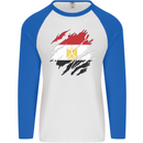 Torn Egypt Flag Egyptian Day Football Mens L/S Baseball T-Shirt White/Royal Blue