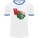 Curled Oman Flag Omani Day Football Mens Ringer T-Shirt White/Royal Blue