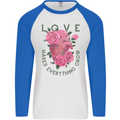 Love Makes Everything Grow Valentines Day Mens L/S Baseball T-Shirt White/Royal Blue