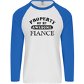 Property of My Awesome Fiance Mens L/S Baseball T-Shirt White/Royal Blue