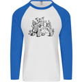 Tortoise Mushrooms Nature Mycology Mens L/S Baseball T-Shirt White/Royal Blue