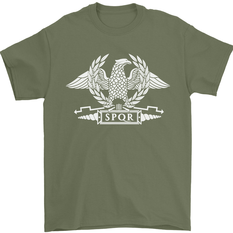 SPQR Eagle Gym Training Bodybuilding Mens T-Shirt 100% Cotton Military Green