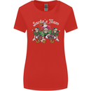 Santa American Football Team Christmas Xmas Womens Wider Cut T-Shirt Red