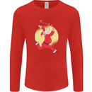 Santa Baton Twirling Christmas Gymnastics Xmas Mens Long Sleeve T-Shirt Red