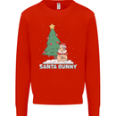 Santa Bunny Rabbit Christmas Xmas Mens Sweatshirt Jumper Bright Red