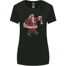 Santa Carrying a Christmas Lantern Xmas Womens Wider Cut T-Shirt Black