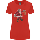 Santa Carrying a Christmas Lantern Xmas Womens Wider Cut T-Shirt Red