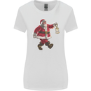 Santa Carrying a Christmas Lantern Xmas Womens Wider Cut T-Shirt White