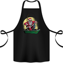 Santa Claus Fishing in His Boat Christmas Cotton Apron 100% Organic Black