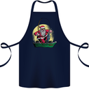 Santa Claus Fishing in His Boat Christmas Cotton Apron 100% Organic Navy Blue