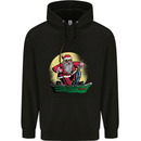 Santa Claus Fishing in His Boat Christmas Mens 80% Cotton Hoodie Black