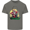 Santa Claus Fishing in His Boat Christmas Mens Cotton T-Shirt Tee Top Charcoal