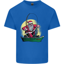 Santa Claus Fishing in His Boat Christmas Mens Cotton T-Shirt Tee Top Royal Blue
