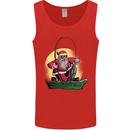 Santa Claus Fishing in His Boat Christmas Mens Vest Tank Top Red