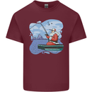 Santa Claus Fishing on a Pier Christmas Mens Cotton T-Shirt Tee Top Maroon