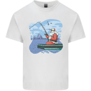 Santa Claus Fishing on a Pier Christmas Mens Cotton T-Shirt Tee Top White