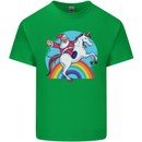 Santa Claus On a Unicorn Christmas Xmas Mens Cotton T-Shirt Tee Top Irish Green