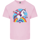 Santa Claus On a Unicorn Christmas Xmas Mens Cotton T-Shirt Tee Top Light Pink