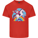 Santa Claus On a Unicorn Christmas Xmas Mens Cotton T-Shirt Tee Top Red